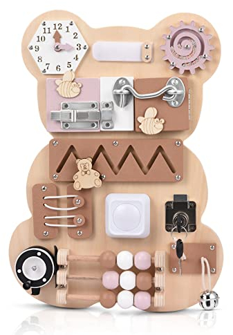 GJCrafts Busy Board für Kleinkinder Montessori Spielzeug 12 in 1 Activity Board Sensorik Spielzeug für 1-6 Jahr Mädchen Junge