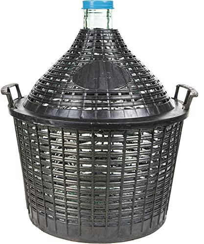 Demijohn Carboy en verre dans un panier de rangement en plastique pour fabrication de vin, fermenteur de ballon à col étroit (15 L)