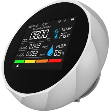 SPORTARC 7 in 1 Rilevatore di anidride carbonica collegato senza fili TVOC Temperatura Detector