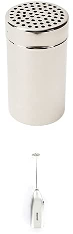 Set Cappuccino Perfetto Fackelmann: Fackelmann Spargizucchero e Cacao Fori Medi, 13x7cm e Frullino Montalatte Elettrico Per Cappuccino (Batteria Non Inclusa), Argento, ‎20.07 x 6.88 x 3.25 cm,