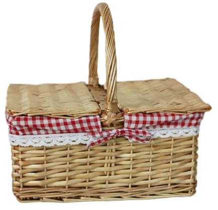 Sharplace Panier de Pique-Nique en Osier Vintage, Panier de Rangement pour Les Fêtes en Plein Air dans Le Parc
