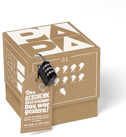 SURPRISA Geschenkbox, Rätselbox für Geschenke und Gutscheine zum Vatertag, Geburtstag, um Deinem Papa eine ganz besondere Freude zu Machen