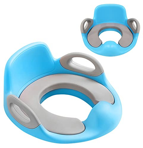 FIVMEN Toilettensitz Kinder Toilettenaufsatz mit PU Gepolstert und Spritzschutz WC Sitz Klositz Toilettentrainer Sitz für Kinder 1-7 Jahre, Blau