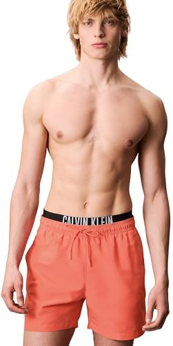 Calvin Klein Bañador Hombre Medium Double con Cintura Ajustable, Naranja (Dazzling Coral), S