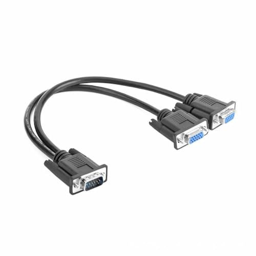 LIWEARE 30cm VGA Y-Splitter-Kabel, VGA 1 Stecker auf 2 Buchsen Adapterkabel für Bildschirm-Duplikation, schwarz