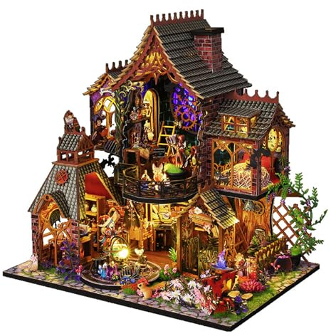 DIY Magic Forest Book Nook Kit, Wooden Miniature DollHouse Model Kits for Adults to Build, Tool Not Included