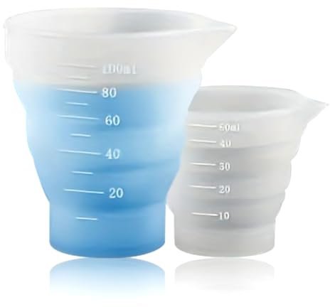 2PCS Dosing Ball for Liquid Detergent, Silicone Foldble Reusable Soap Measuring Cup, 50ML+100ML Laundry Liquid Dosing Measuring Cups Suitable for Liquid/Powder Detergent Fabric Conditioner