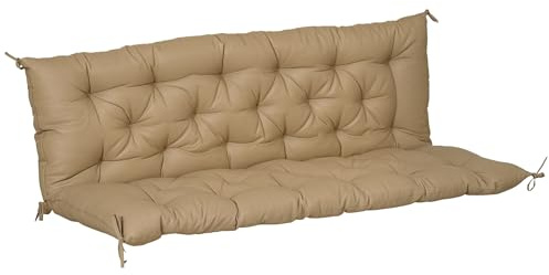 Outsunny Coussin de Banc Matelas Assise Dossier pour Banc de Jardin Coussin balancelle canapé 3 Places Grand Confort 150 x 98 x 8 cm Kaki Clair