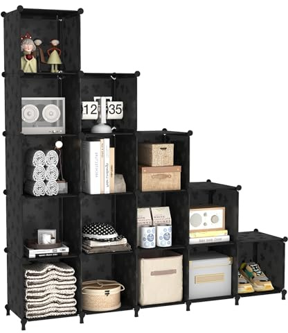 UNKU 16 Cube Storage Organizer,Closet Organizer Storage Shelves,Black