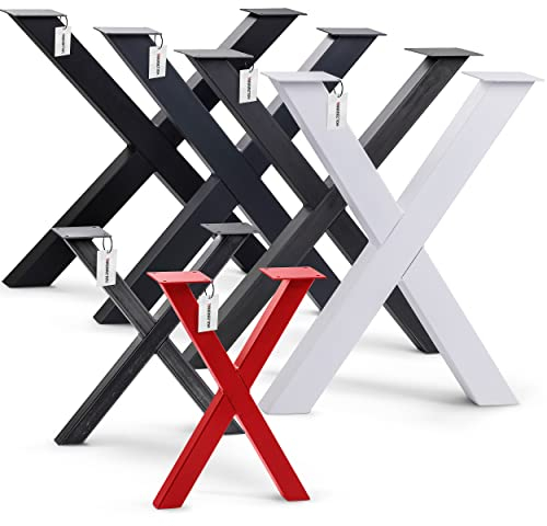 HOLZBRINK Tischbeine Metall Schwarz X-Form | Design Tischkufen/Tischgestell für Couchtisch, Esstisch, Schreibtisch, Sitzbank | 1 Stück Möbelfüße 40x43 cm