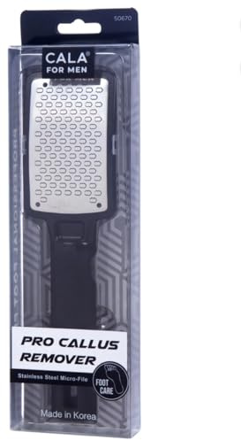 CALA Silky Glide Pro Callus Remover Foot File (Black), Stainless Steel Micro-File with Wide Surface for Wet or Dry Skin, Soft Grip Handle for Comfort & Control, Reusable Travel Tool