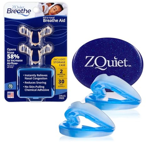 ZQuiet Anti-Snoring Mouthpiece Solution, 2 Size Comfort System Starter Kit + Nasal Dilator (2 Pack / 30 Day Supply) - Made in USA & FDA Cleared