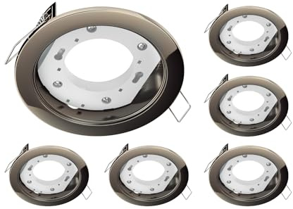 ledscom.de 6x infälld taklampa ZOBE, blank krom-svart, rund, 107mm Ø, 1x GX53 max. 25W