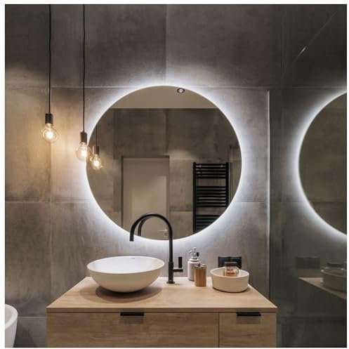 STYLE GLASS Specchio Rotondo da Parete RUBLO 60 cm, Specchio Retroilluminato Bagno, Led 4000K, Specchiera Bagno Made in Italy Bordo Filo Lucido Moderno