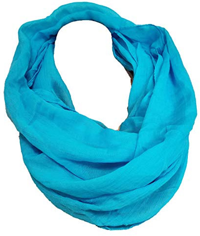 J26 Einfarbig Sommer Loop Glitzer Glitter Cotton Uni Rundschal Schlauchschal Stola Schal leicht Frühling (Türkis)