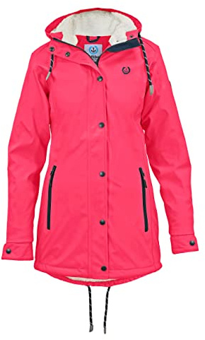 MADSea Damen Regenmantel Friesennerz mit Teddyfleece warm gefüttert Regenjacke wasserdicht, Größe:38, Farbe:azalea pink