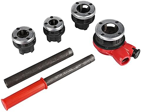 Terrajas para Fontaneria, Juego de Roscar con 4 Cabezales de Corte Kit de Roscas para Mangueras Hidráulicas Manual, para Tubo1/2 3/4 1 1-1/4 Pulgadas