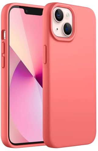 JETech Silikon Hülle für iPhone 13 6,1 Zoll, Ganzkörperschutz handyhülle mit Seidig-Weicher Berühren, Stoßfeste Hülle mit Mikrofaser-Futter (Rosa Pomelo)