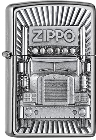 ZIPPO – Modèle Camion Zippo – Street Chrome™ – Emblem Attached – Briquet Coupe-Vent, Rechargeable, dans Une boîte Cadeau de Haute qualité 2007585, Taille Unique