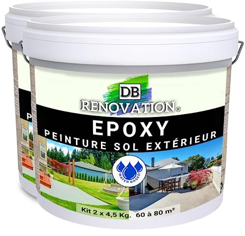 DB Rénovation Résine Epoxy Peinture sol Terrasse, balcon - Haute résistance Extérieur, Prêt à l'emploi - Beige 9KG