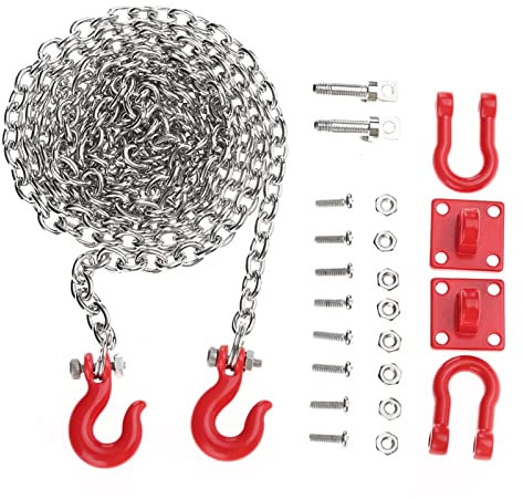 RC Towing Hooks Attached, RC Metal Tow Chain Model Car Model Accessory U Shaped Rescue Tow Hook Trailer Chain Assemble Parts for RC Climbing Crawler