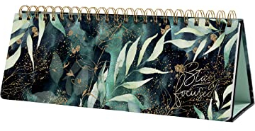 SIGEL JP103 Wochenplaner undatiert, Tischkalender ohne Datum, 100 g/m², Hardcover, 53 Wochen, 124 Seiten, Glamorous Leaves, aus nachhaltigem Papier, Jolie, undated Planner