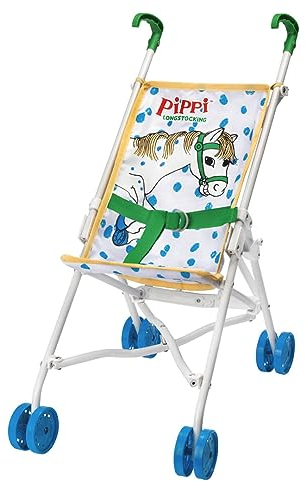 Pippi Langstrumpf Puppenwagen – Sulky Puppenbuggy für Kinder – Zusammenklappbarer Buggy für Puppen – Pippi Puppenwagen für Kinder ab 3 Jahren – 510x265x550 mm