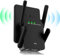 Ripetitore WiFi Extender Amplificatore WiFi,Trasmissione ad Alta Velocità，2 Porte LAN,4 Antenna,Estensore WiFi per Casa e Ufficio,con Video Tutorial,Installazione Facile (nero)