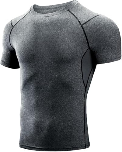 Niksa T-shirt de compression à manches courtes pour homme - Évacuation de l'humidité - Haut d'entraînement respirant pour gym, course à pied, cyclisme - Séchage rapide, soutien musculaire, ventilation