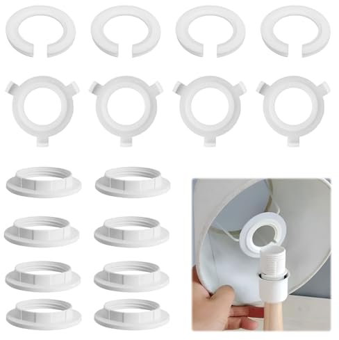 Lampshade Reducer Ring, 16 Pcs Lamp Shade Reducer, E14 to E27 Adapter Rings - White