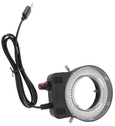 Illuminatore Regolabile con Luce per Microscopio Ad Anello a 144 LED, Lampada per Microscopio Ad Alta luminosità Alimentata Tramite USB Sorgente Luminosa Ad Anello a LED per