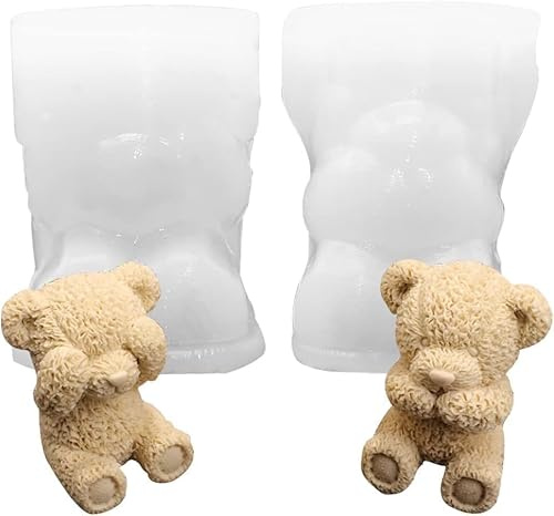 Bandejas De Cubitos De Hielo,Molde De Silicona Oso De Hielo,Molde Para Hielo Esferas Y Cubos Grandes Bandejas,Molde 3D Osito,Diy Hornear Pastel Jabón Perfumado Vela Café Leche Té Caramelos Decoración