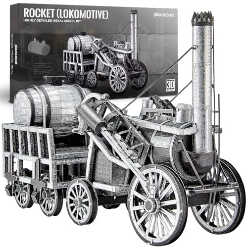Piececool 3D-pussel metall raketånglok, klassisk transport hantverk modellbyggsatser rostfritt stål, 3D-pussel modellbyggsats vuxna, gåva, födelsedagspresent, dekoration, 175 delar