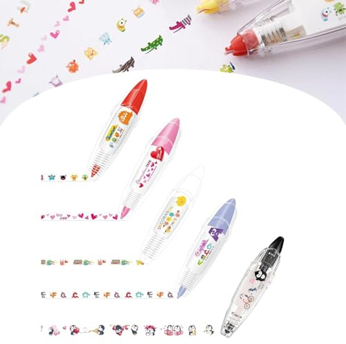 5uds BolíGrafos Decorativos Con DiseñO De Animales, Cinta Correctora Con DiseñO De Animales, Ideal Como Regalo Para NiñOs Y NiñAs (F)