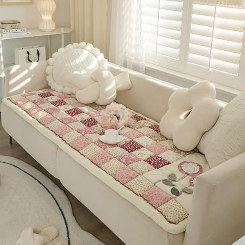 Housse de canapé en patchwork floral pour salon, jardin, tapis de sol doux en coton matelassé - Housses de canapé sectionnelles antidérapantes carrées pour animaux domestiques