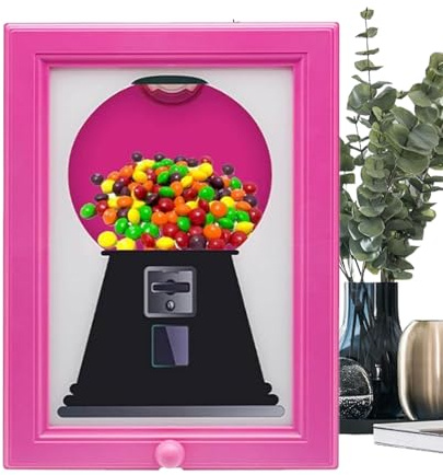 Marco de fotos dispensador de caramelos, práctico marco dulce, máquina expendedora de chicles montada en la pared, divertidos marcos de fotos colgantes para sala de estar y estudio
