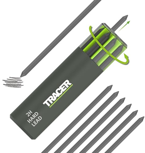Tracer Tough Pencil Leads 6 Pack, 5.2mm 2H Hard Graphite, Anti-Snap | Durable 2H Graphite Refills for TRACER Tough Pencils – Anti-Snap Case, Marks Timber, Brick & Metal On-Site