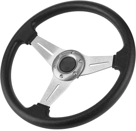 Taidda Universal Drifting Steering Wheel Replacement Sport Accessory for Racing Car Drifters, 14in Wheel for Most Vehicles, Aluminum Alloy + PU, Red (Silver)