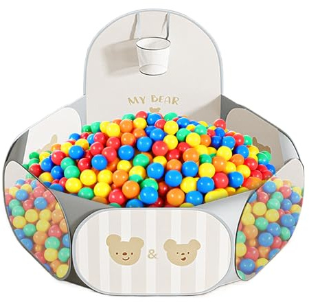 Piscina Di Palline Per Bambini Pieghevole, 80x108cm Recinto Con Palline Per Bambini, Con Cerchio Da Basket, Borsa Portaoggetti, parcos Giochi Bambinis, Per Interni/Esterni, Pallines Non Incluse