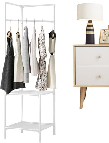 Kbnuetyg Appendiabiti angolare – Organizer in metallo per cappotti e scarpe, multi-livello, ideale per camera da letto, corridoio, lavanderia, ingresso, comodo scaffale per appendere giacche, scarpe