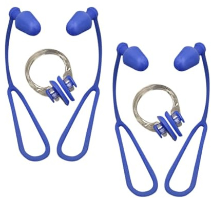 KAJNBN Set 2 Pezzi Clip per Naso da Nuoto in Silicone con Cordino, Confortevole e Adulti, Tappi Nasali per Piscina e Sport Acquatici