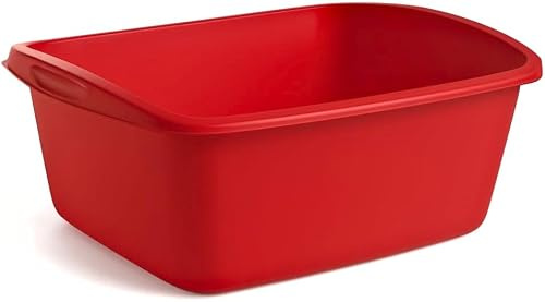 Tribello Plastic Wash Tub Dishpan Basin and Foot Bath for Soaking Feet, Laundry Hand Wash Bucket, Dish Pans for Washing and Storage Cleaning Supplies - 12 Quarts - Heavy Duty - Made in USA (Red)