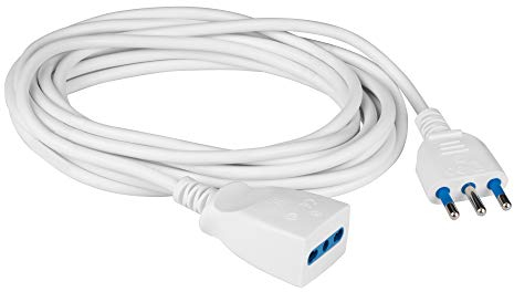 POLYPOOL | Prolunga elettrica da 5 Metri, Cavo H05VV-F 3x1mmq, Spina 16A 2P+T e Presa Bivalente 10-16A 2P+T Colore Bianco Modello PP0385XAM