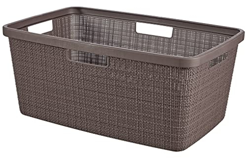 Curver Wäschekorb aus Jute, rechteckig, 70% recycelt, 46 l, Peppercorn