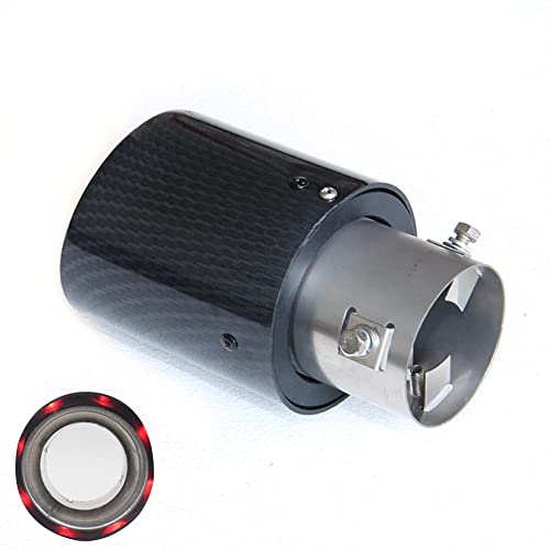 ihreesy Auto Heckauspuff,Kohlefaser Auto Endrohr Schalldämpfer Auspuffrohr mit LED Auto Auspuffrohr Auspuffblende Auspuff Endrohr Außendurchmesser weniger als 55mm,Rot Gerade