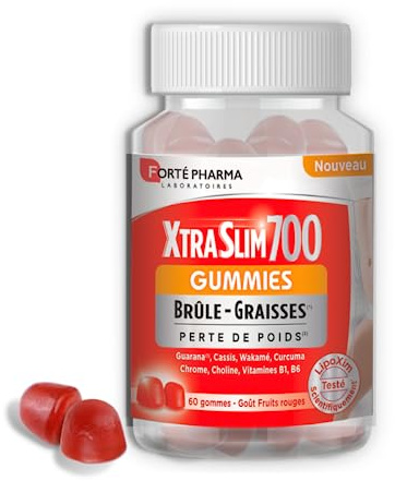 Forté Pharma – XtraSlim 700 Gummies | Complément alimentaire Brûle-Graisses Perte de Poids à base de Guarana, Wakamé, Curcuma, Chrome | 60 Gummies minceur