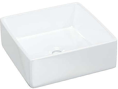 vidaXL Waschbecken, Becken für Badezimmer Waschzimmer Schminkraum, Handwaschbecken ohne Wasserhahn Ablaufgarnitur, Aufsatzwaschbecken Badwaschbecken, Weiß Keramik Quadratisch