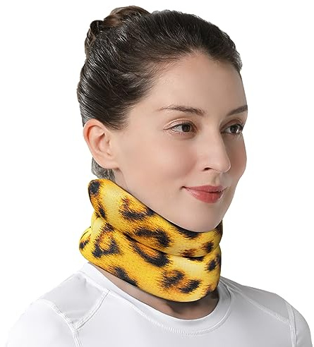 Willcom Nackstöd för nacksmärtor, mjukt nackstöd för sömn, ryggrad justering och stabilisering, lindrar tryck i ryggraden (leopardmönster, stor, 35–42 cm)