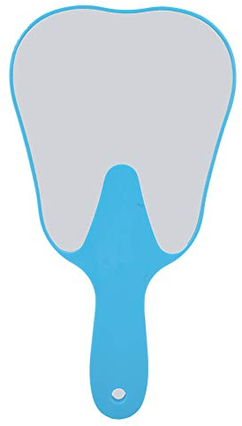 Tiiyee Miroirs De Poche en Forme De Dent, Miroir De Maquillage Mignon De Main Dentaire en Plastique Haute Définition avec Poignée Cosmétique Portable Miroir De Courtoisie Dentiste Bureau (Bleu)