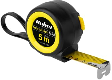 Mètre ruban professionnel robuste avec système enrouleur de 5 m, largeur 25 mm, Rebel RB-1133